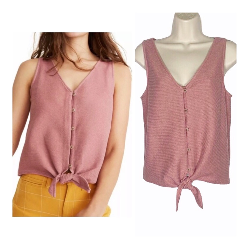 Madewell Texture & Thread Button-Front Tie Tank Top